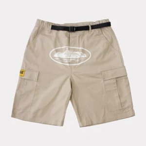 Corteiz Alcatraz Cargo Jeans Shorts Beige