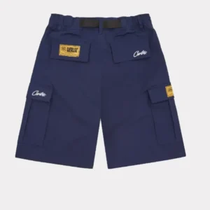 Corteiz Alcatraz Cargo Jeans Shorts in Marineblau