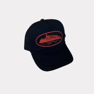 Corteiz Cap Alcatraz Trucker Hat Schwarz Rot